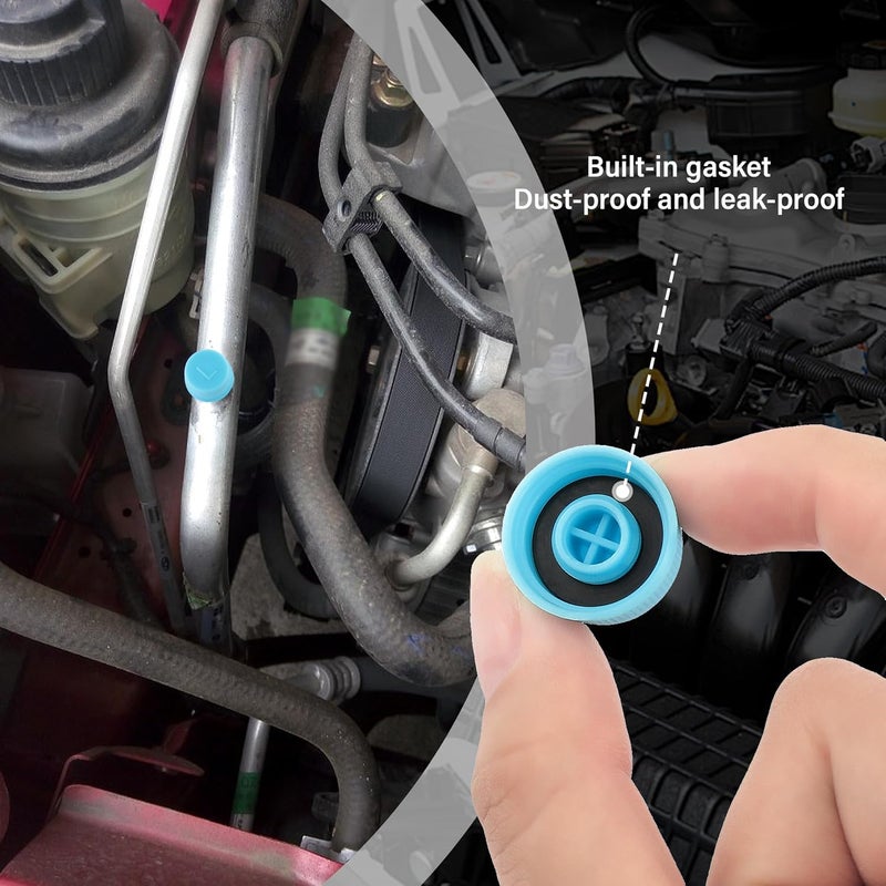 Stacool 10 قطع أغطية صمامات مكيف الهواء للسيارة، أغطية منفذ الضغط المنخفض وأغطية الضغط العالي لمكيف الهواء لنظام R134a، ملحقات مكيف الهواء للسيارات والشاحنات وسيارات الدفع الرباعي (10 قطع) - Image 4